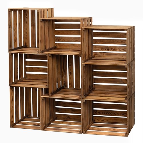 PINEEA Holzkiste Vintage 50x40x30 cm - Dekokiste aus Kiefernholz geeignet als Weinkiste, Obstkiste, Aufbewahrungskiste