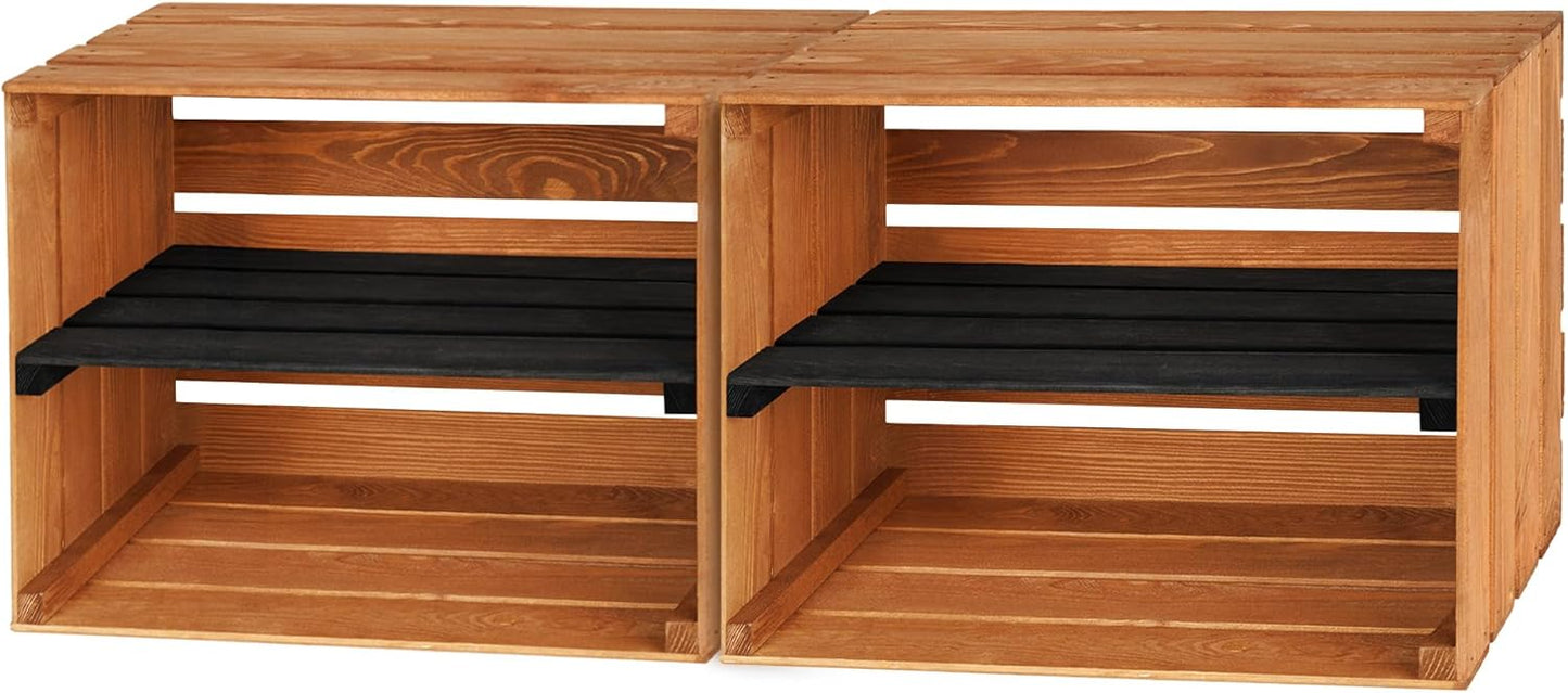 PINEEA Große Holzkiste Regal - Geflammt Vintage Obst- und Weinkiste 50x40x30 - Deko Holzbox