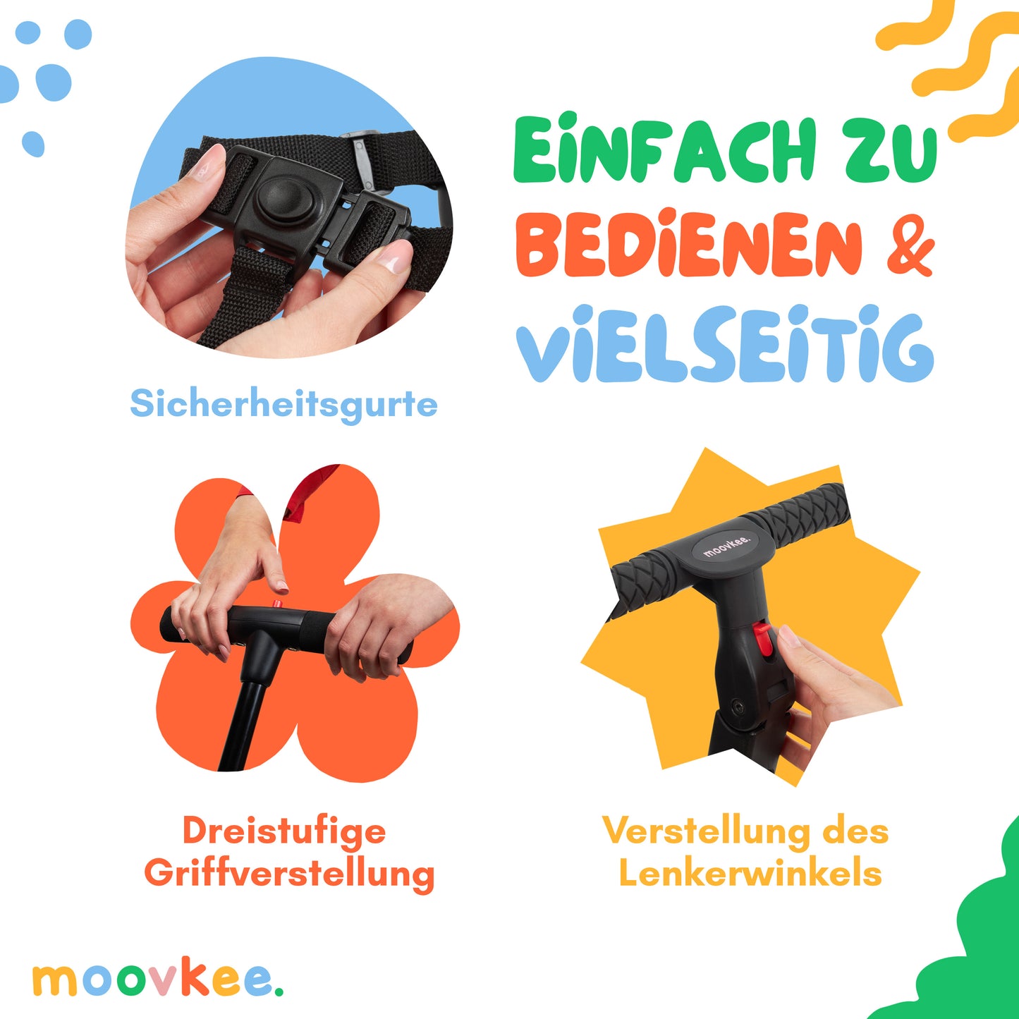 moovkee. Laufrad Kinder 6in1 - Dreirad mit Stange ab 1 Jahr