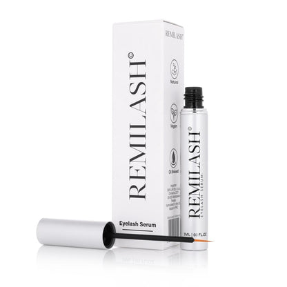 Remilash Wimpernserum 3 ml - 100% Organic, Schnelles Wachstum in 4 Wochen, Ohne Hormone, Für Empfindliche Augen