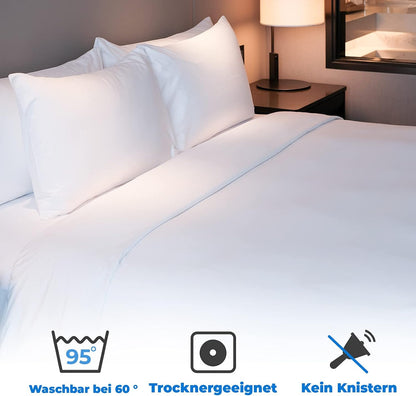 Anab Kuschelige Bettwäsche aus 100% Bio-Baumwolle – Weißes Set mit Reißverschluss, Verschiedene Größen (200x200, 2x Kissenbezüge 80x80)