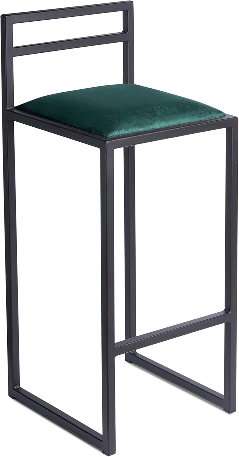 FERRO Barhocker – Metall Barstuhl mit Lehne & Polstersitz – Modernes Loft Design