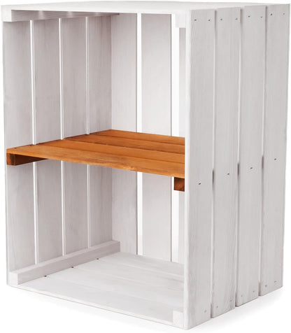 PINEEA Große Holzkiste Regal - Weiße Vintage Obst- und Weinkiste 50x40x30 - Deko Holzbox