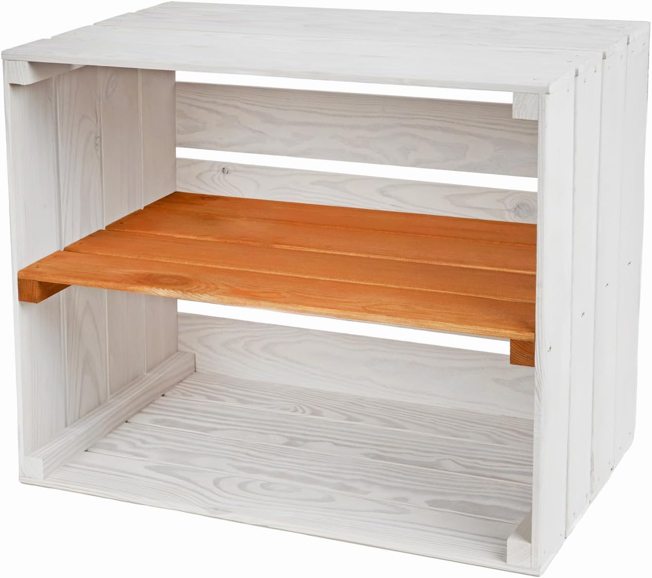 PINEEA Große Holzkiste Regal - Weiße Vintage Obst- und Weinkiste 50x40x30 - Deko Holzbox