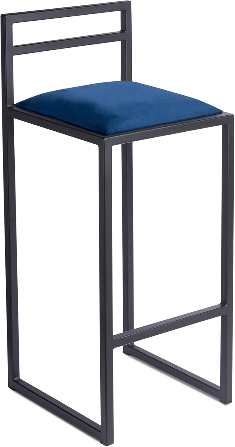 FERRO Barhocker mit Lehne – Metall Barstuhl mit Polstersitz im modernen Loft Design