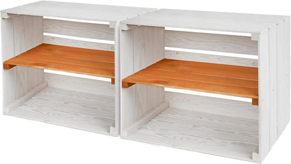 PINEEA Große Holzkiste Regal - Weiße Vintage Obst- und Weinkiste 50x40x30 - Deko Holzbox