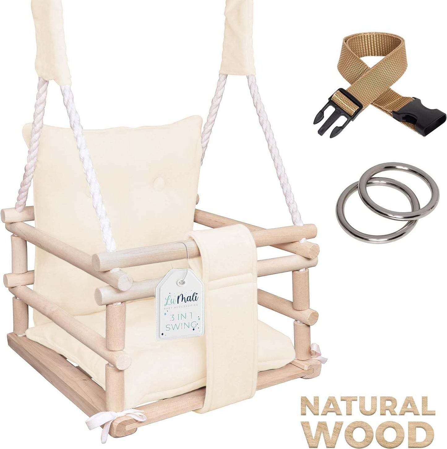 LUMALI Babyschaukel Indoor & Outdoor - Kinderschaukel 3 in 1 mit Kissens