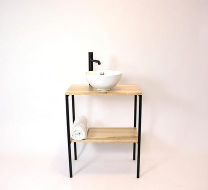 FERRO Waschtisch Konsole 60x35x75 cm – Moderner Konsolentisch mit Ablage – Badmöbel aus Eschenholz