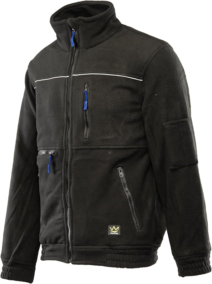 Seven Kings Herren Fleecejacke Arbeit Warm – Robuste Strickfleecejacke mit Taschen & Reißverschluss