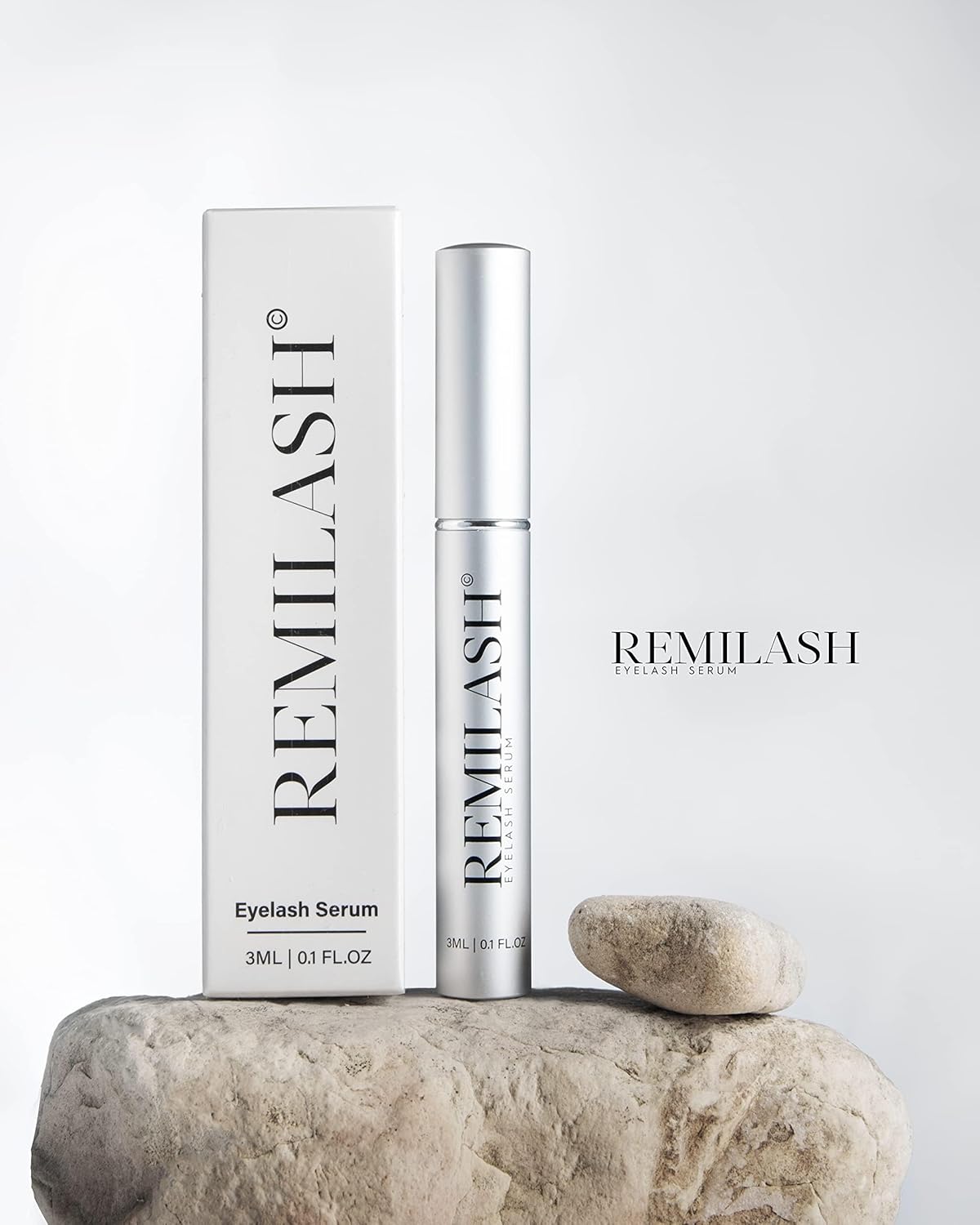 Remilash Wimpernserum 3 ml - 100% Organic, Schnelles Wachstum in 4 Wochen, Ohne Hormone, Für Empfindliche Augen