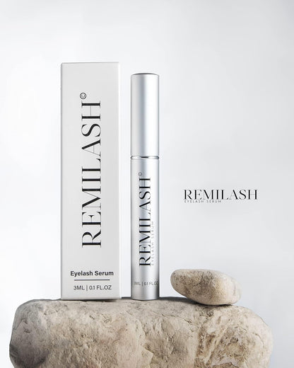 Remilash Wimpernserum 3 ml - 100% Organic, Schnelles Wachstum in 4 Wochen, Ohne Hormone, Für Empfindliche Augen