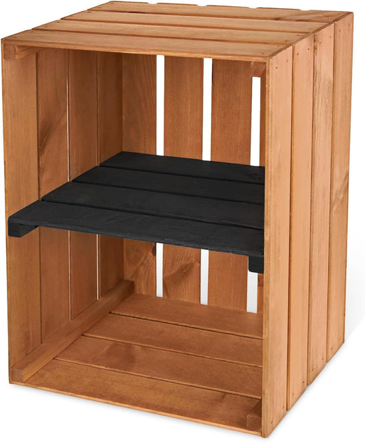 PINEEA Große Holzkiste Regal - Geflammt Vintage Obst- und Weinkiste 50x40x30 - Deko Holzbox