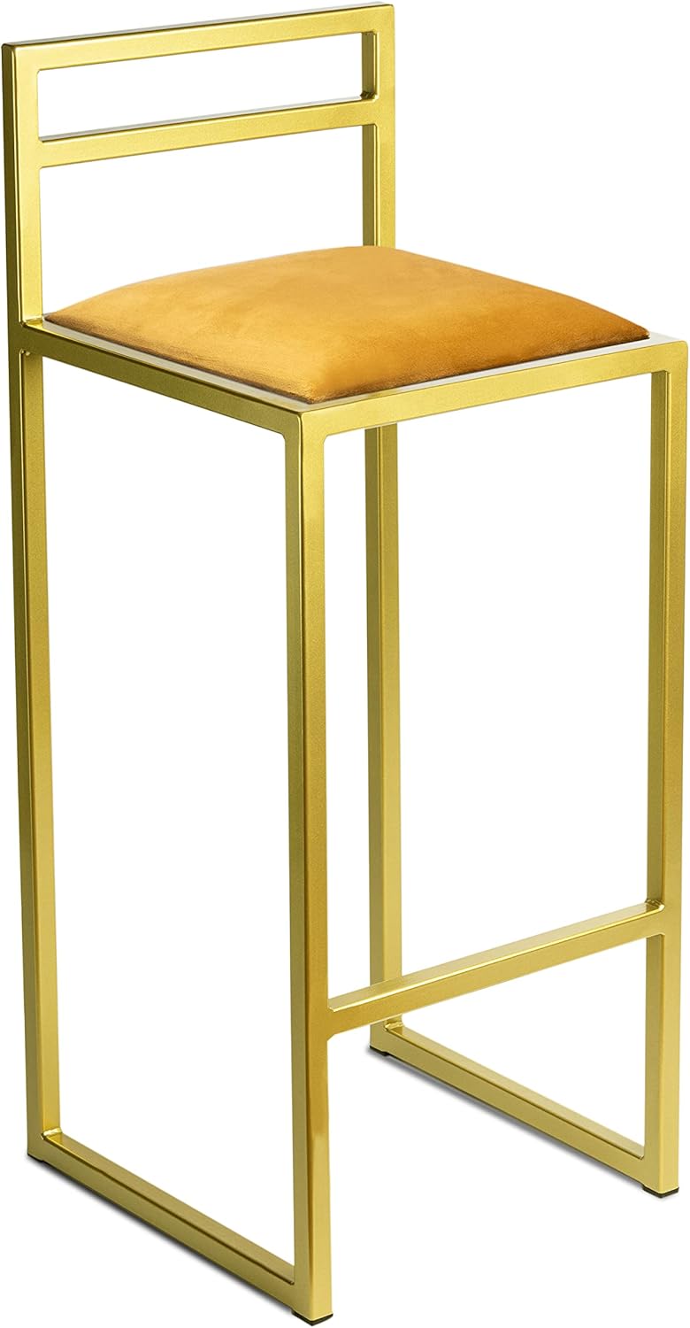 FERRO Barhocker mit Lehne – Metall Barstuhl mit Polstersitz im modernen Loft Design