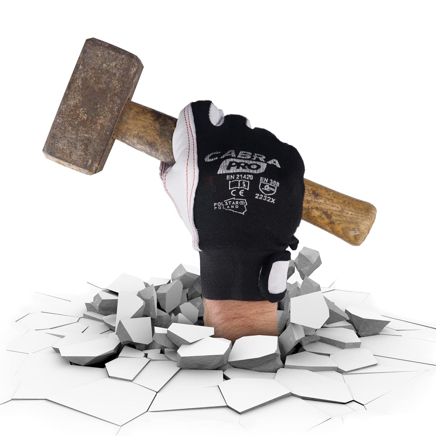 Cabra Pro Arbeitshandschuhe aus Ziegenleder – 1 Paar Schutzhandschuhe mit Lederverstärkung für Damen & Herren – Größe 10 – Ideal für Garten, Werkstatt & Bau