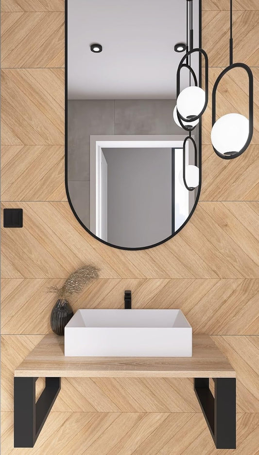 FERRO Waschtischplatte aus Eschenholz – Massivholz Konsole für Aufsatzwaschbecken – Modernes Design, lackiert, Wandhalterung