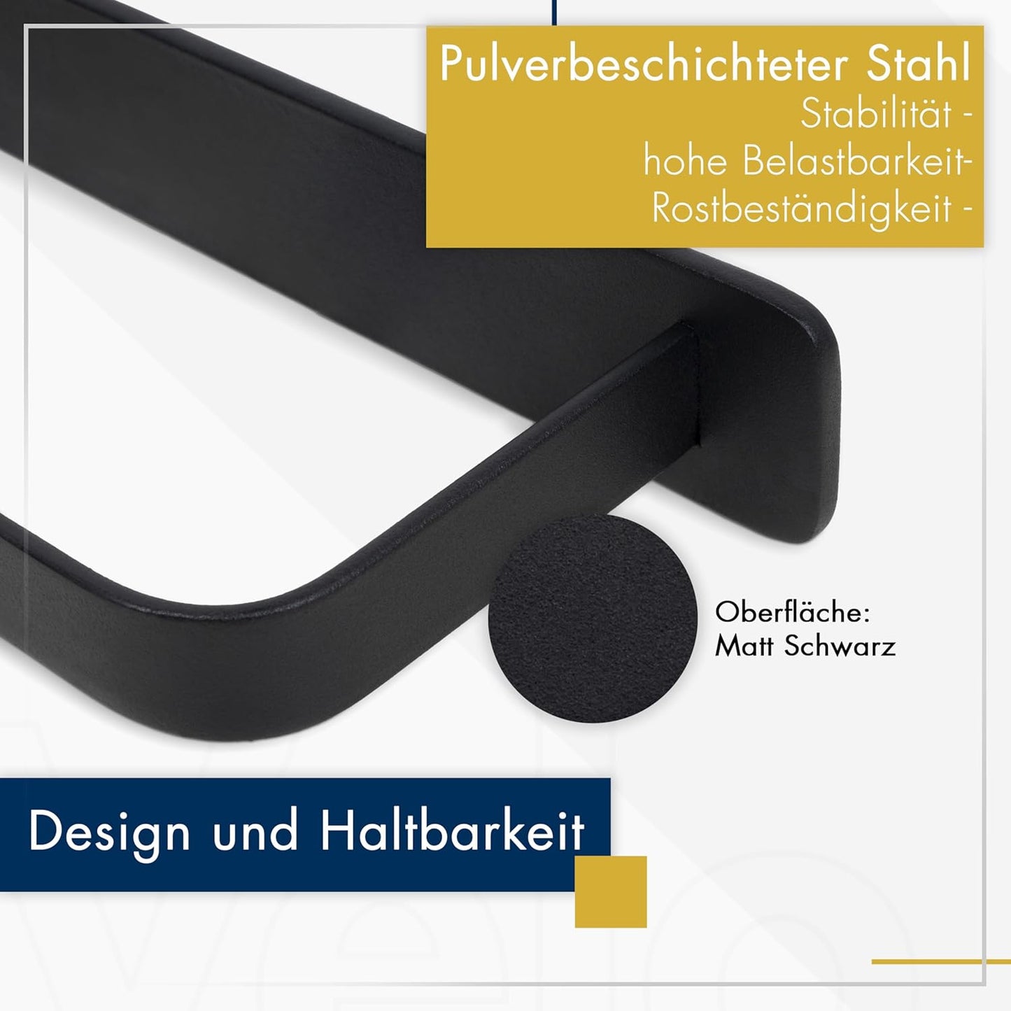Handtuchhalter ohne Bohren Schwarz Matt – Moderne Badezimmer-Handtuchstange im Loft-Style