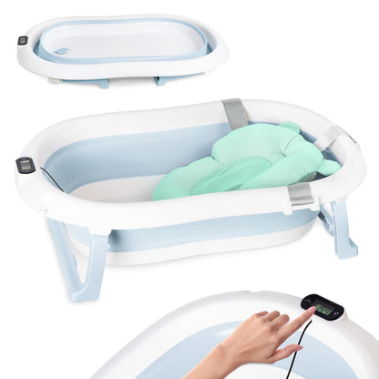 moovkee. Baby Badewanne 84,5cm Höhe - LCD-Thermometer - mit Komfort Badewannenkissen um das Baby zu Unterstützen - bis zu 30 kg