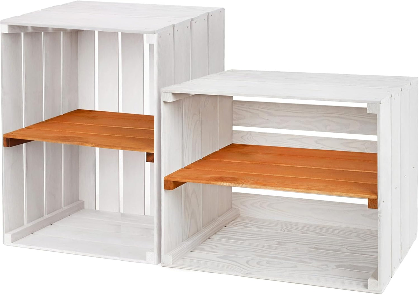 PINEEA Große Holzkiste Regal - Weiße Vintage Obst- und Weinkiste 50x40x30 - Deko Holzbox