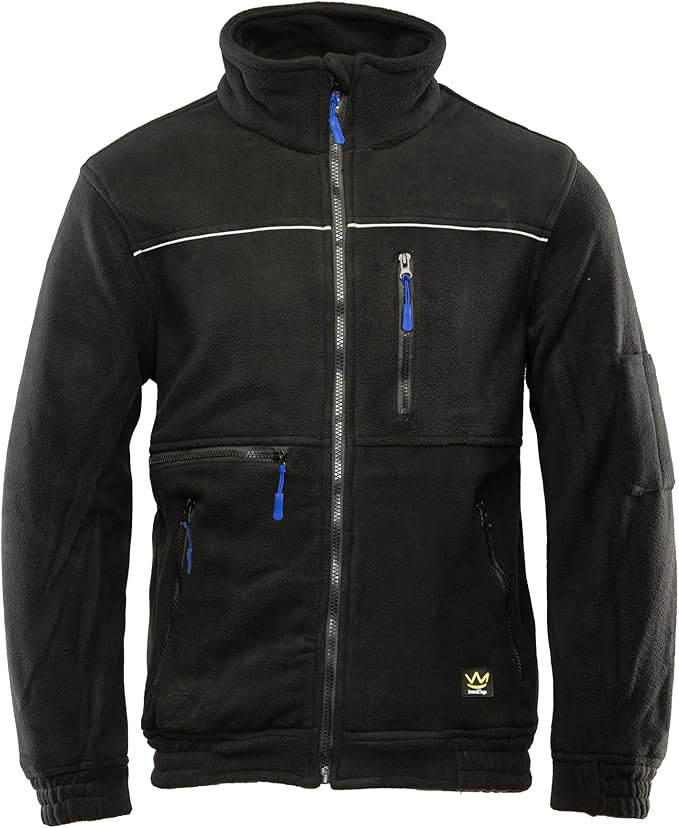 Seven Kings Herren Fleecejacke Arbeit Warm – Robuste Strickfleecejacke mit Taschen & Reißverschluss
