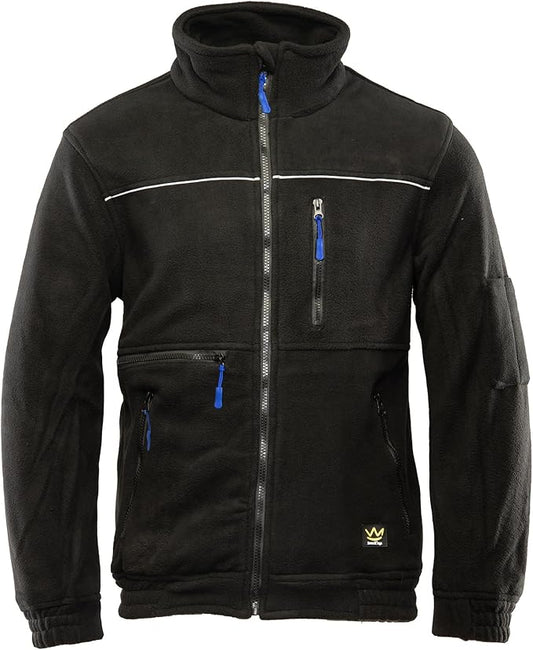 Seven Kings Herren Fleecejacke Arbeit Warm – Robuste Strickfleecejacke mit Taschen & Reißverschluss