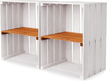 PINEEA Große Holzkiste Regal - Weiße Vintage Obst- und Weinkiste 50x40x30 - Deko Holzbox