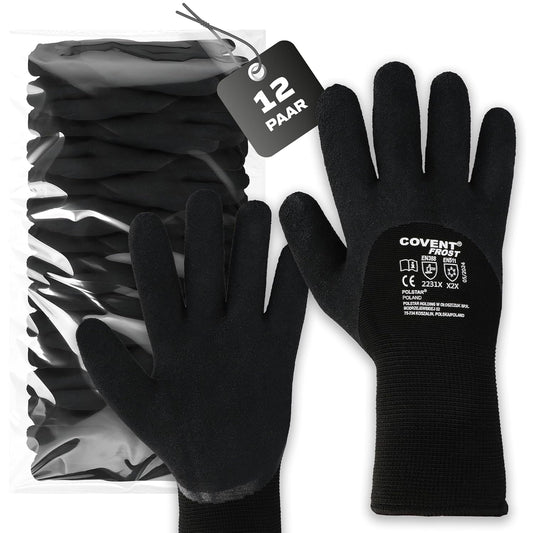 COVENT FROST Winter Arbeitshandschuhe Herren – 12er Set Warme Montagehandschuhe EN388 – Kategorie II Schutzhandschuhe für Bau, Mechanik & Montage
