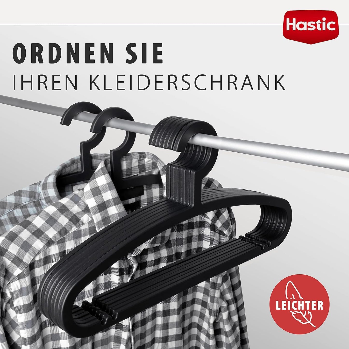 Hastic Kleiderbügel Schwarz 24 Stück - Plastikkleiderbügel aus Kunststoff