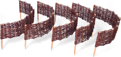 Pineea Beeteinfassung aus Weide – Wetterfeste Beetbegrenzung Weidenzaun 5er Set zum Einstecken
