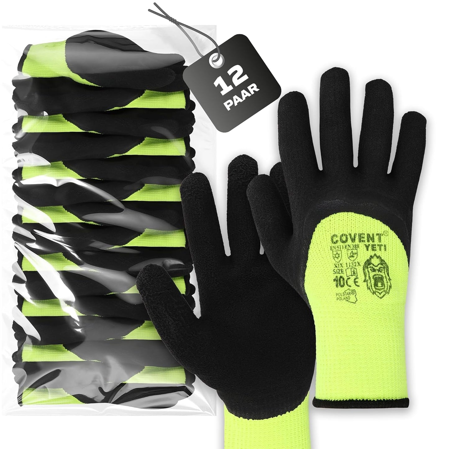 Covent YETI Winter Arbeitshandschuhe Herren – Warme Montagehandschuhe EN388 – Rutschfeste Bauhandschuhe für Handwerk, Bau & Mechanik – Schutzklasse II