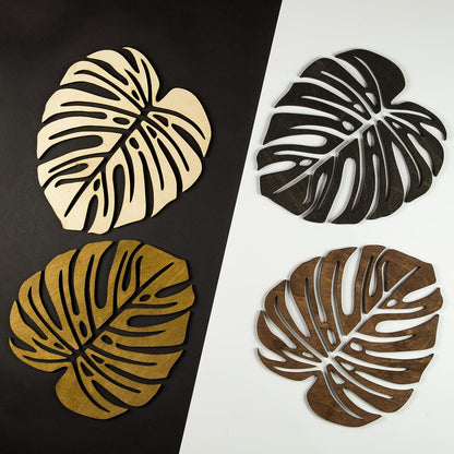 Decorify Untersetzer für Gläser aus Sperrholz - Holzuntersetzer 6 mm (Monstera)