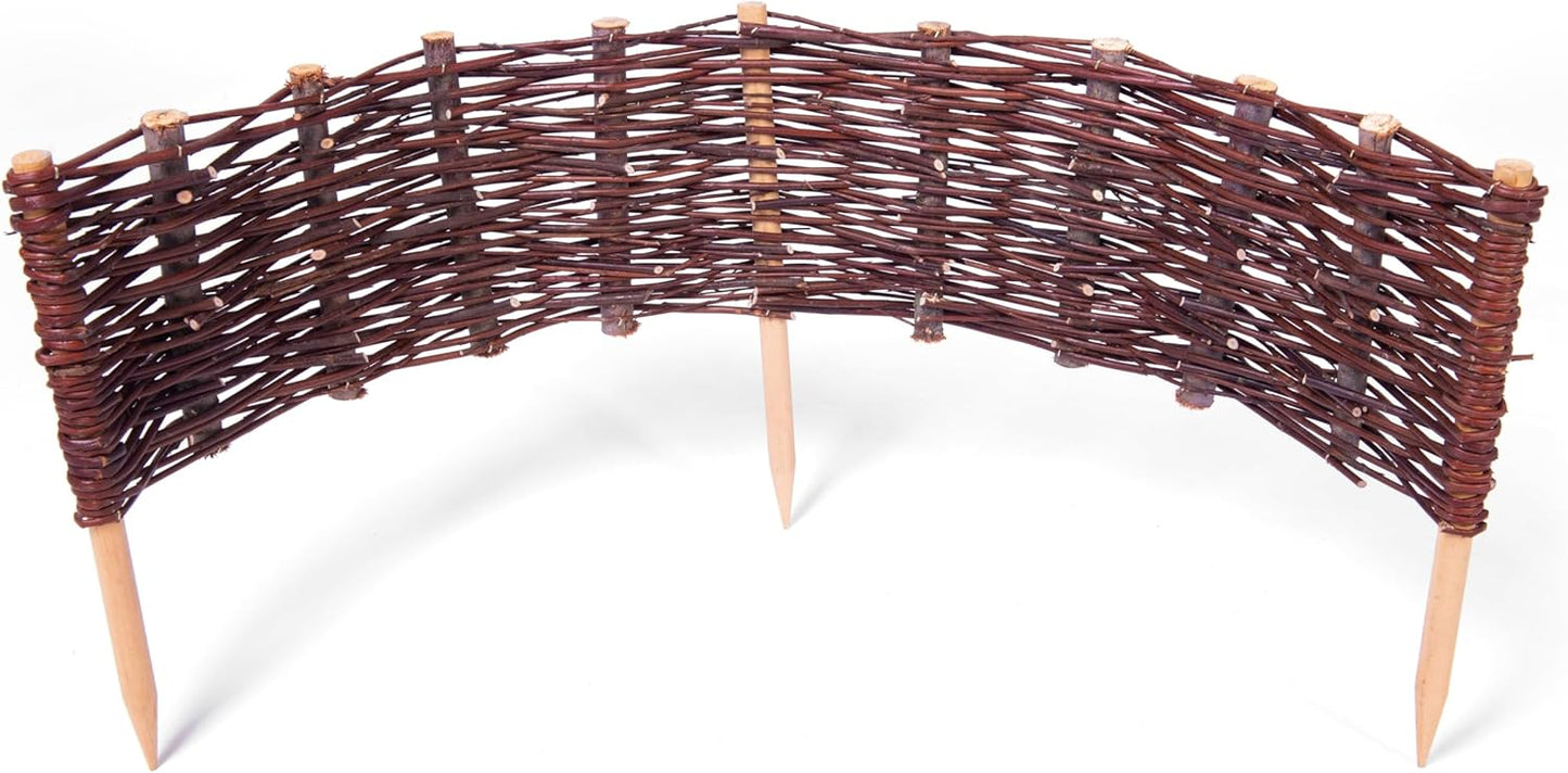 Pineea Beeteinfassung aus Weide – Wetterfeste Beetbegrenzung Weidenzaun 5er Set zum Einstecken