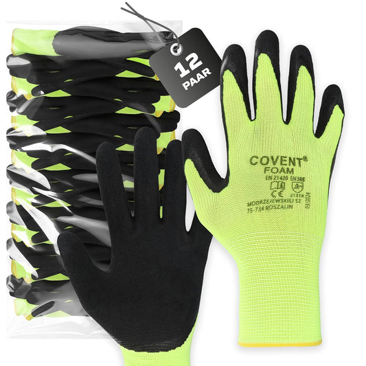 Covent FOAM Arbeitshandschuhe Herren – Nitril-Montagehandschuhe EN388 – Kategorie II Schutzhandschuhe für Bau, Mechanik & Handwerk