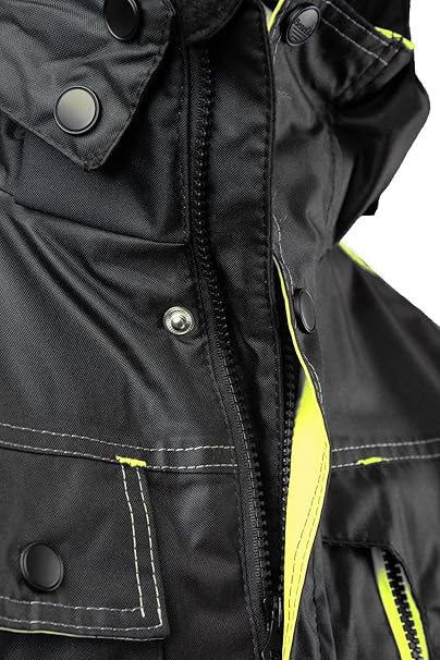 Winter Arbeitsjacke Herren wasserdicht & warm gefüttert – reflektierende Warnschutzjacke mit Kapuze für Baustelle, Lager & Arbeit