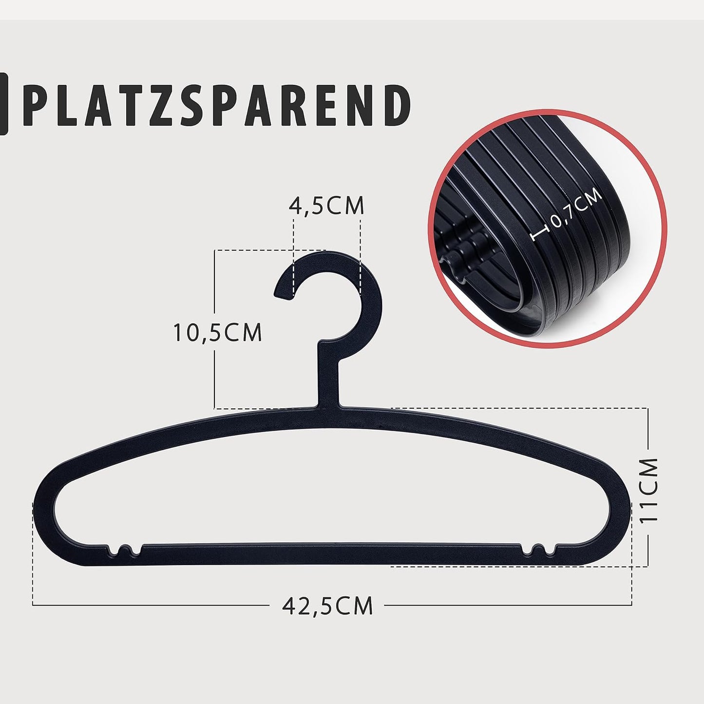 Hastic Kleiderbügel Schwarz 24 Stück - Plastikkleiderbügel aus Kunststoff