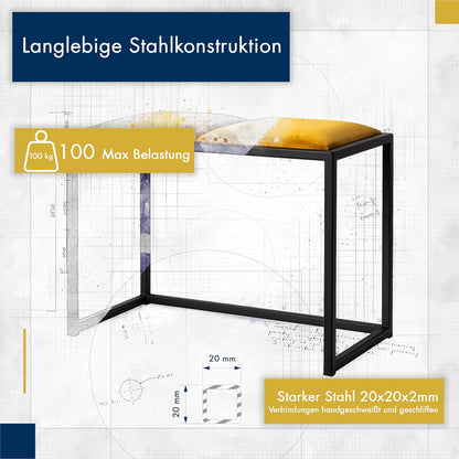 FERRO Sitzbank 64,5 cm – Handgefertigte Flurbank - Loft Design für kleine Garderoben
