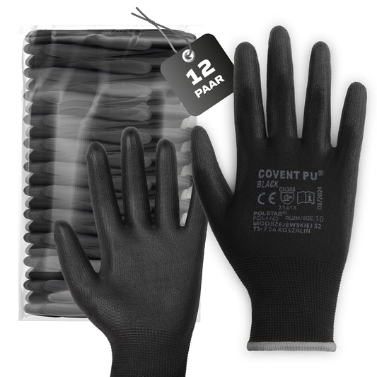 Covent PU Arbeitshandschuhe für Herren – Montagehandschuhe EN388 3141X – Abriebfeste Bauhandschuhe für Werkstatt, Lager und Mechanik