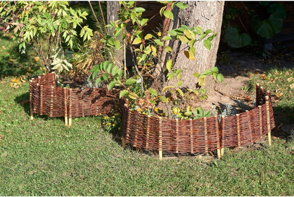 Pineea Beeteinfassung aus Weide – Wetterfeste Beetbegrenzung Weidenzaun 5er Set zum Einstecken