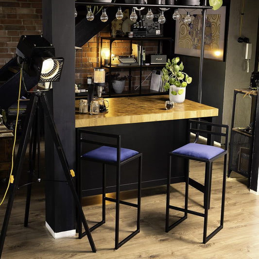 FERRO Barhocker mit Lehne – Metall Barstuhl mit Polstersitz im modernen Loft Design