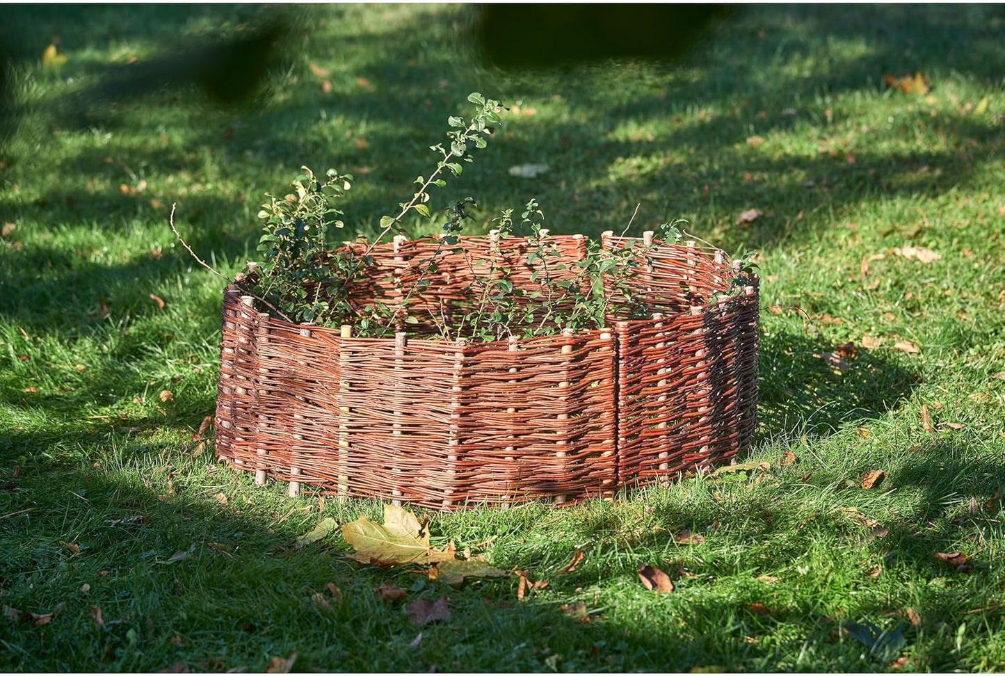 Pineea Beeteinfassung aus Weide – Wetterfeste Beetbegrenzung Weidenzaun 5er Set zum Einstecken