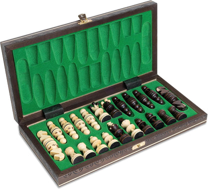 PINEEA Schachbrett Holz - Handgemachtes Schach Brett - Klappbares Chess Board Set