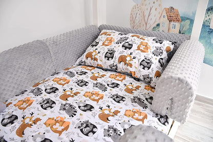 DREAMLAND Bettumrandung Babybett - Komplett Set für Kinderzimmer Dekoration und Kopfschutz